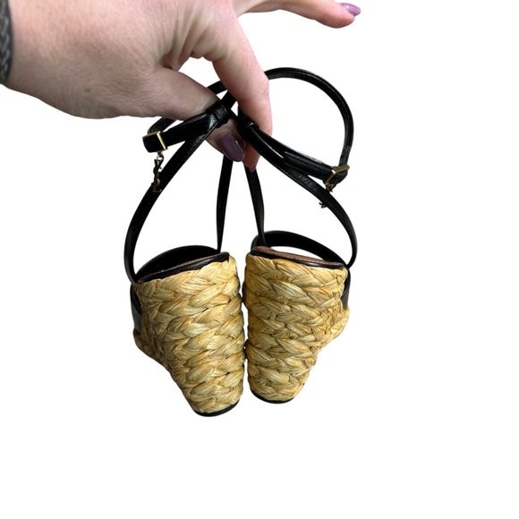 SAINT LAURENT - NIB Paloma Sandals Black Wedge Sandals Sz 36 1/2 - Picture 8 of 14